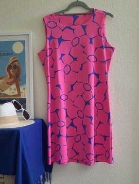 Mahi Gold Rydee Sleeveless Pink & Blue Printed Shift Dress